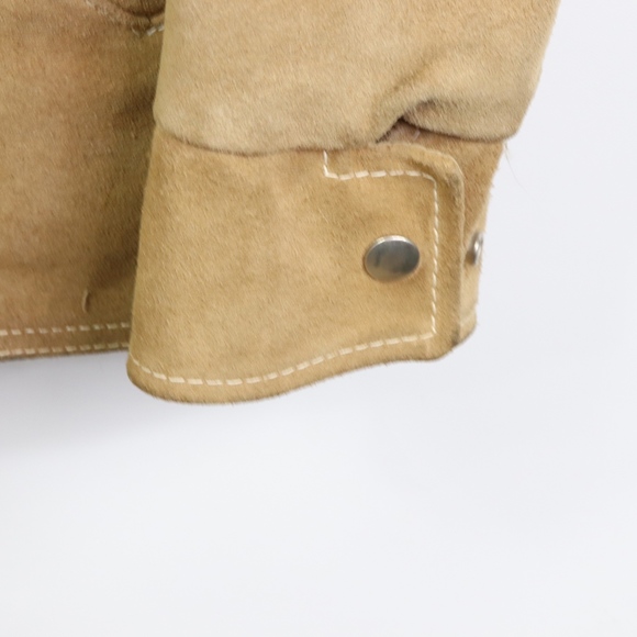 70s Sears Mens 40 Lined Suede Leather Jacket Tan - Picture 5 of 8